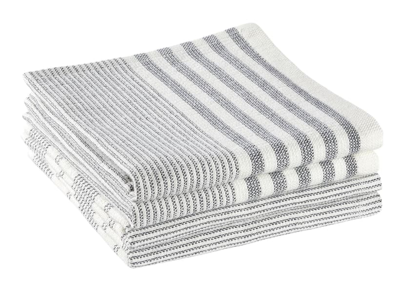 PADERNO All-Purpose Striped Cotton Terry Square Dish Cloths, Grey, 4-pk