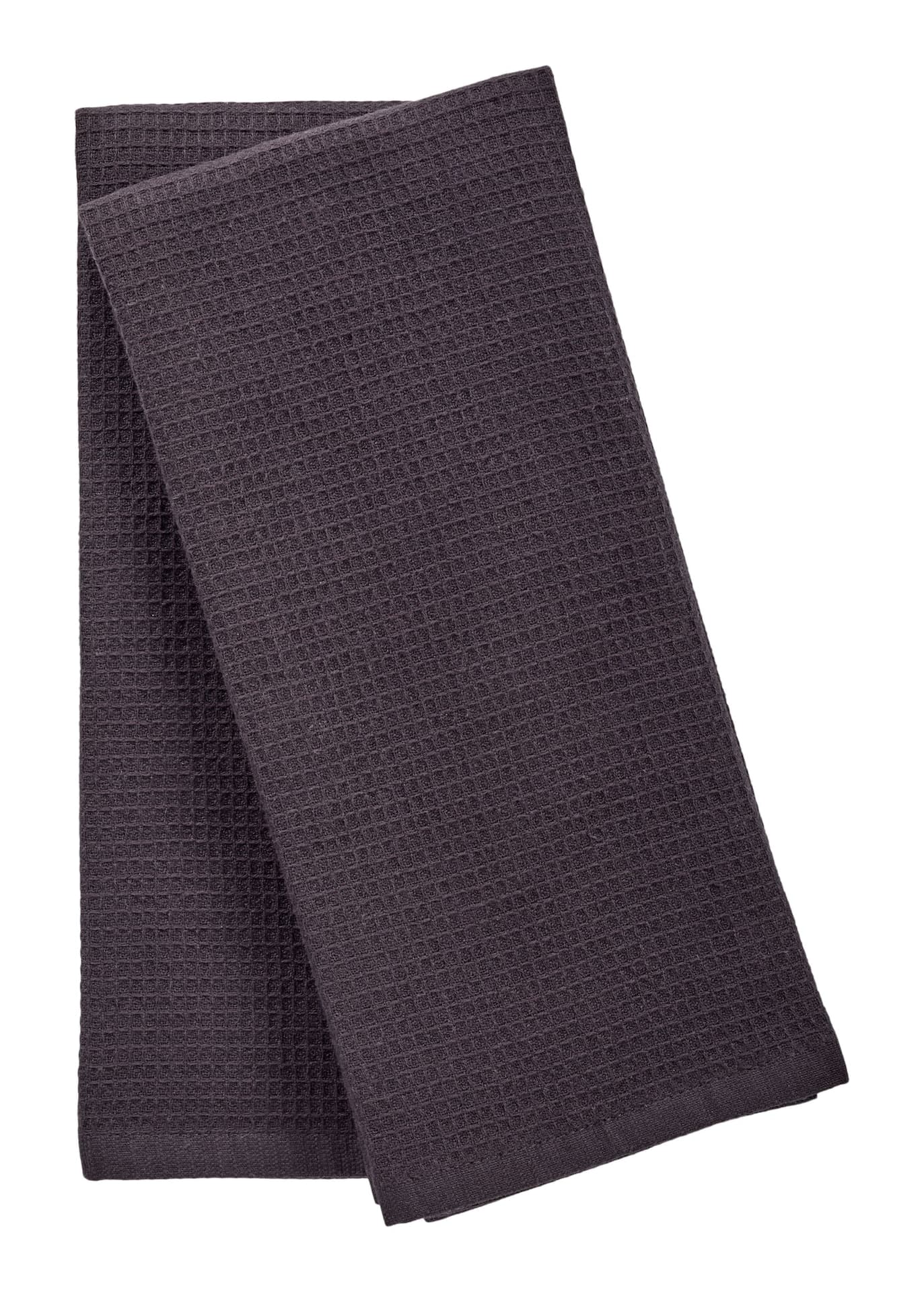 PADERNO Waffle Cotton Terry All-Purpose Kitchen Towels, Black, 2-pk