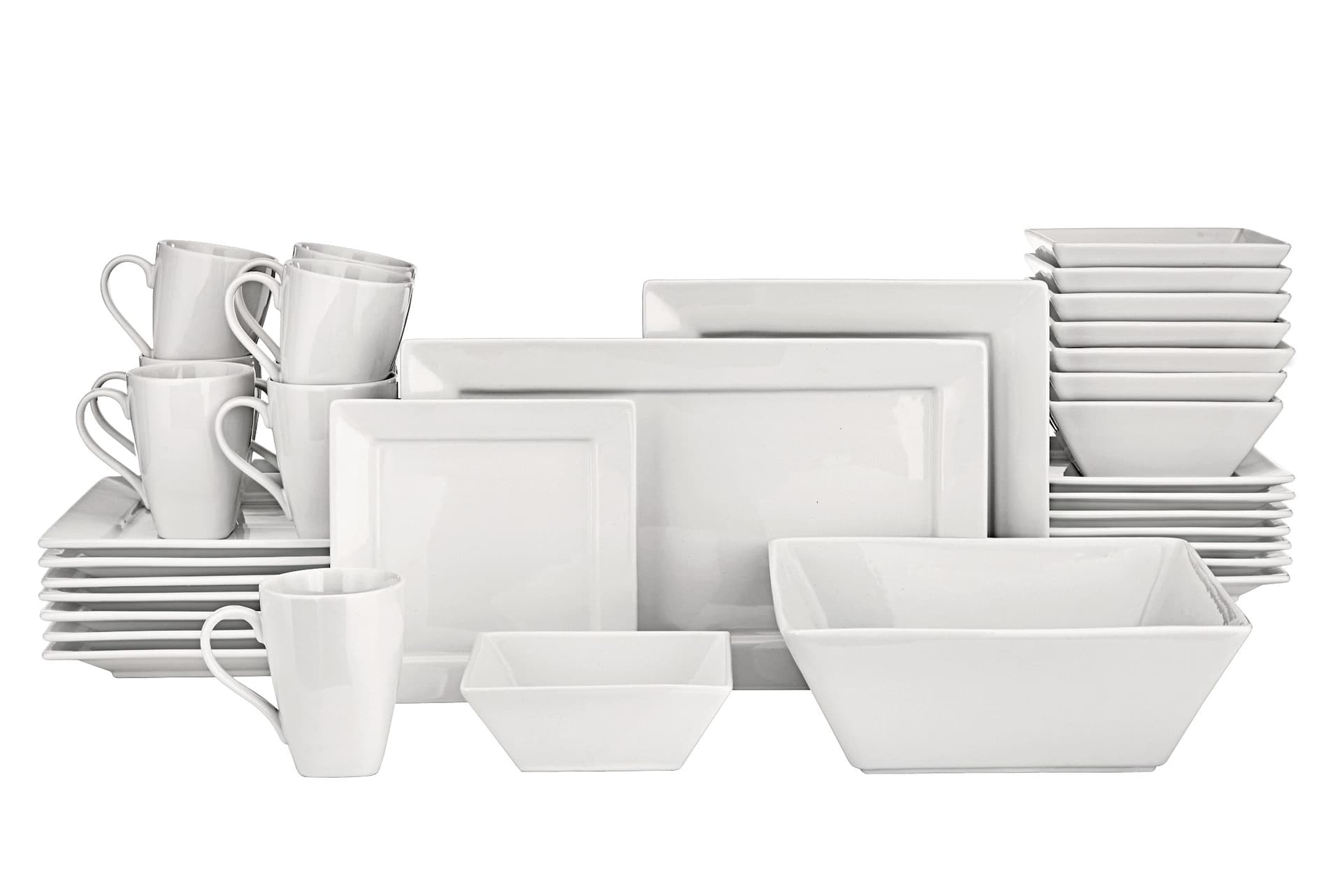 CANVAS Quatro 34pc Porcelain Dinnerware Set, Serves 8, White