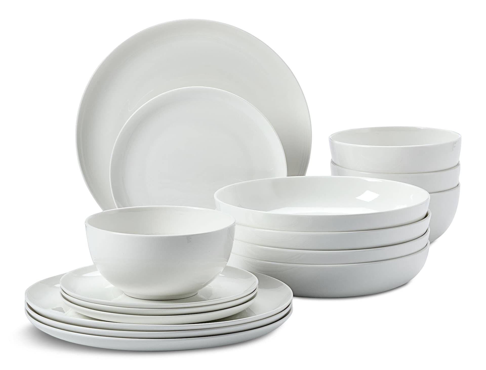 Paderno Alliston Bone China Modern Coupe Dinnerware Set, Serves 4, 16-pc, Chip-Resistant