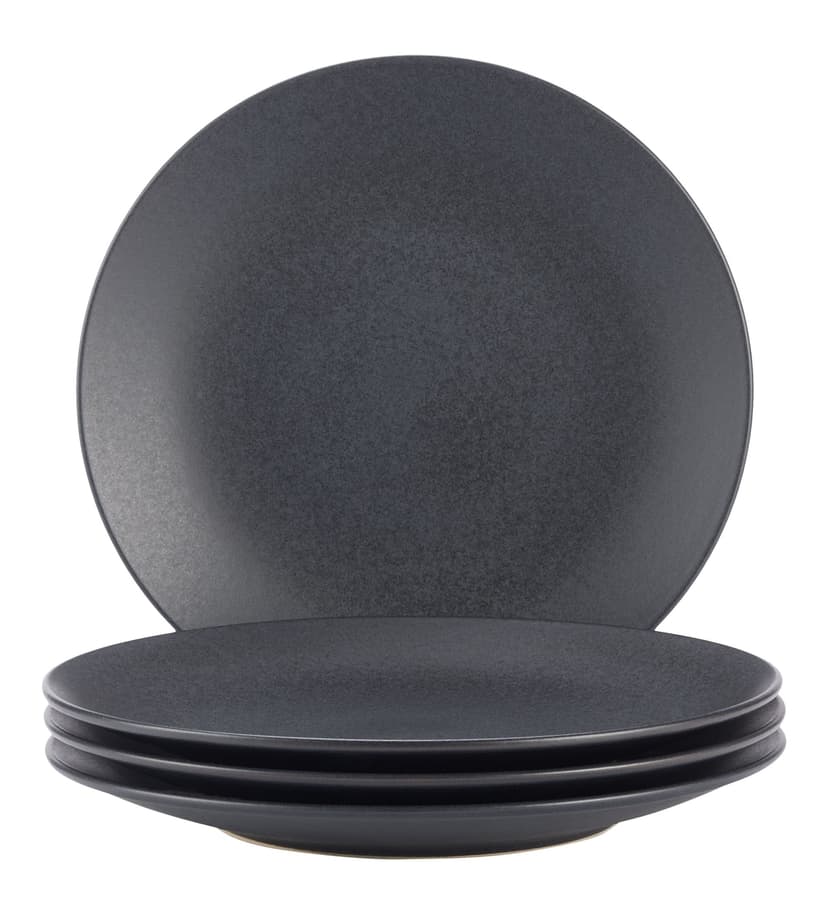 Paderno Dorset Stoneware Dinner Plate Set, Black Reactive, 4-pk, Oven Safe