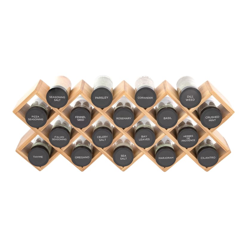 Kamenstein Bamboo 18-Jar Spice Rack, Filled
