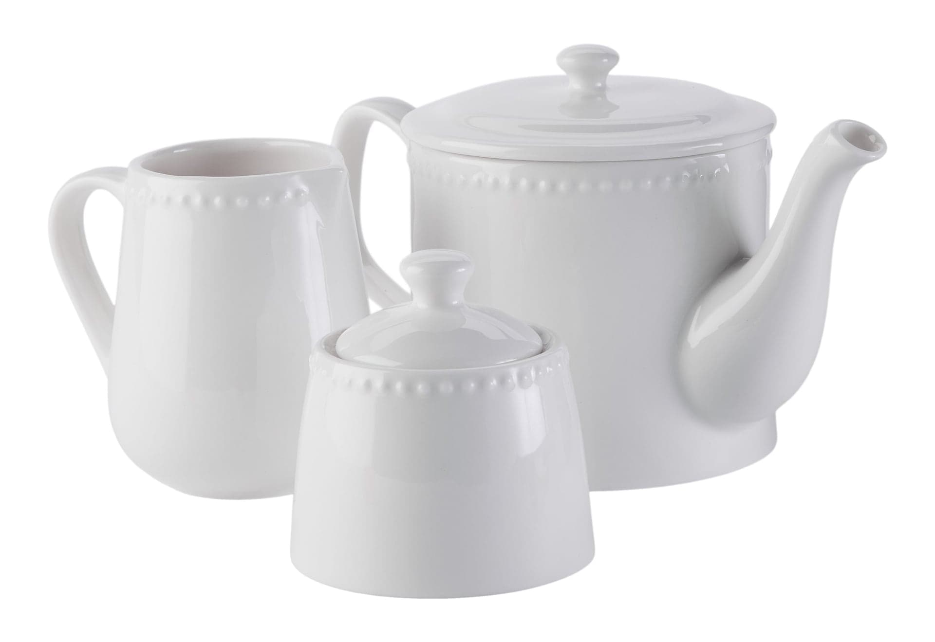CANVAS Whitworth Tea Set, White, Includes Pot, Creamer & Sugar Bowl, 3-pk