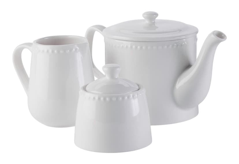 CANVAS Whitworth Tea Set, White, Includes Pot, Creamer & Sugar Bowl, 3-pk