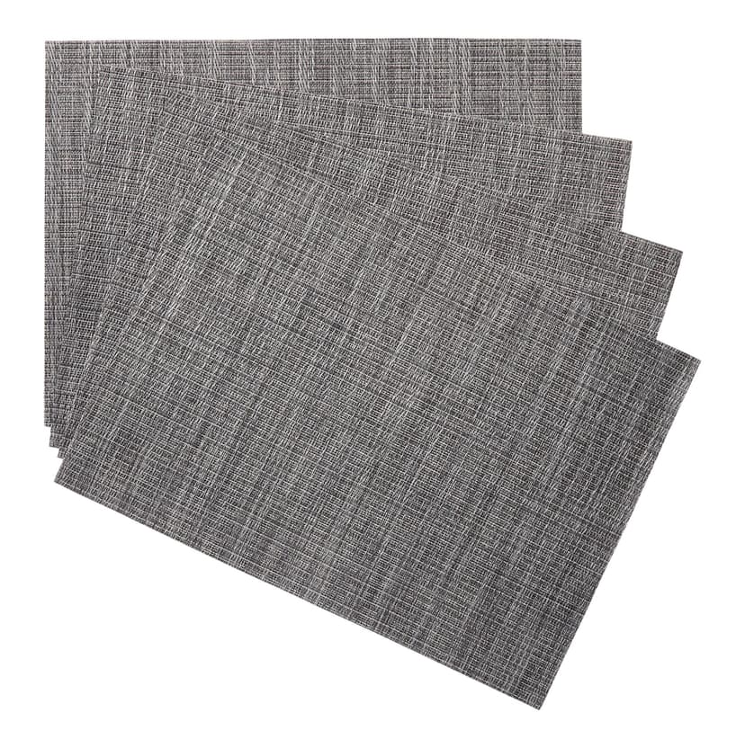 CANVAS Lurex Rectangle Textilene Woven Placemat, Gunmetal, 13-in x 18-in, 4-pk