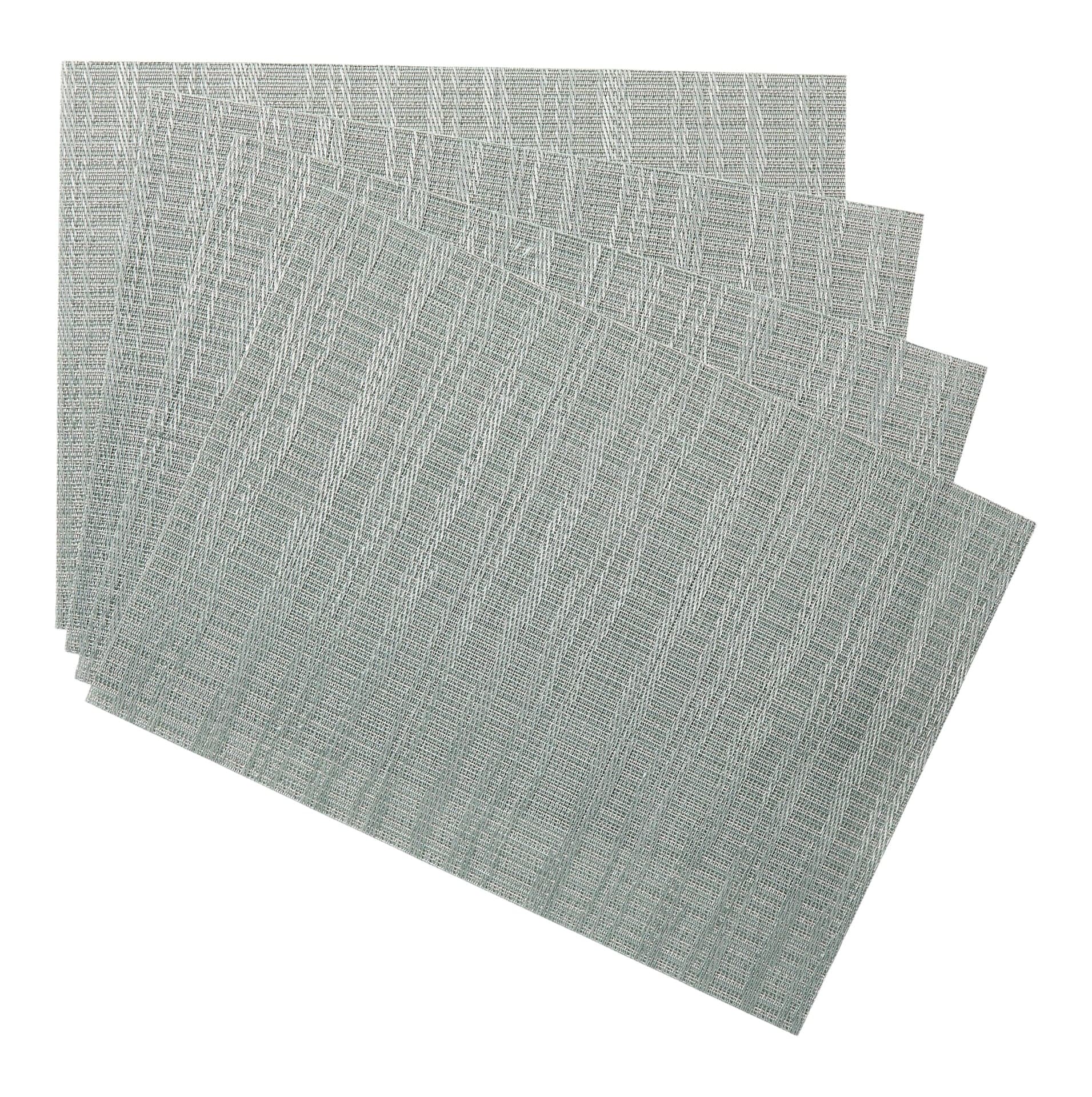 CANVAS Lurex Rectangle Textilene Woven Placemat, Sage, 13-in x 18-in, 4-pk