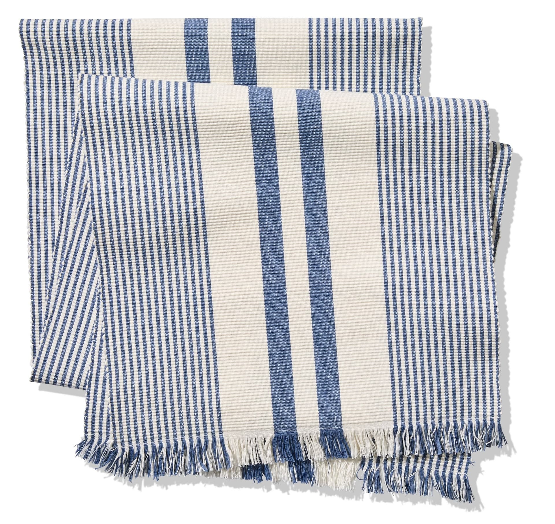 CANVAS Blue Ribbed Rectangular Cotton Table Runner, 84-in x 15-in