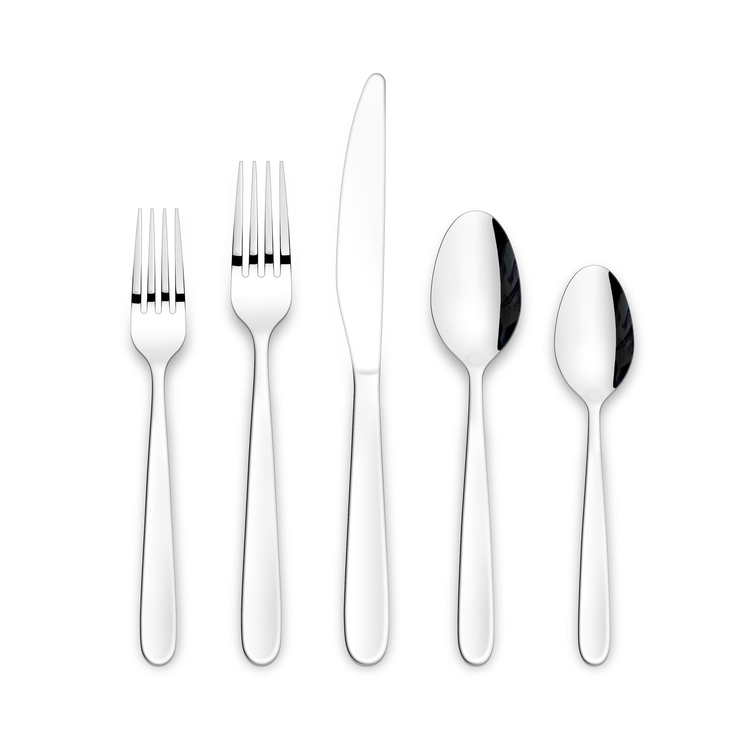 CANVAS Wembury Scoop Handle Flatware Set, Stainless Steel, Serves 10, 50-pc