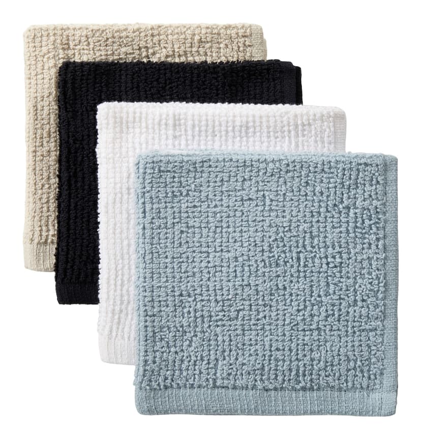 Master Chef Bar Mop Dish Cloths, Black, Grey & Dusty Blue, 12-in, 8-pk