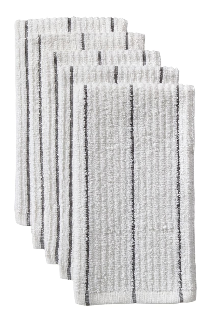 Master Chef Ribbed Stripe Bar Mop Dish Cloths, Grey Stripes, 5-pk