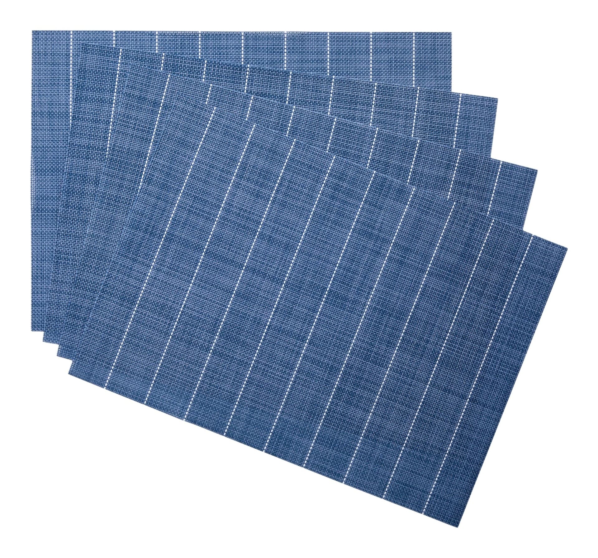 Master Chef Blue Striped Woven Textilene Placemats, 13-in x 18-in, 4-pk