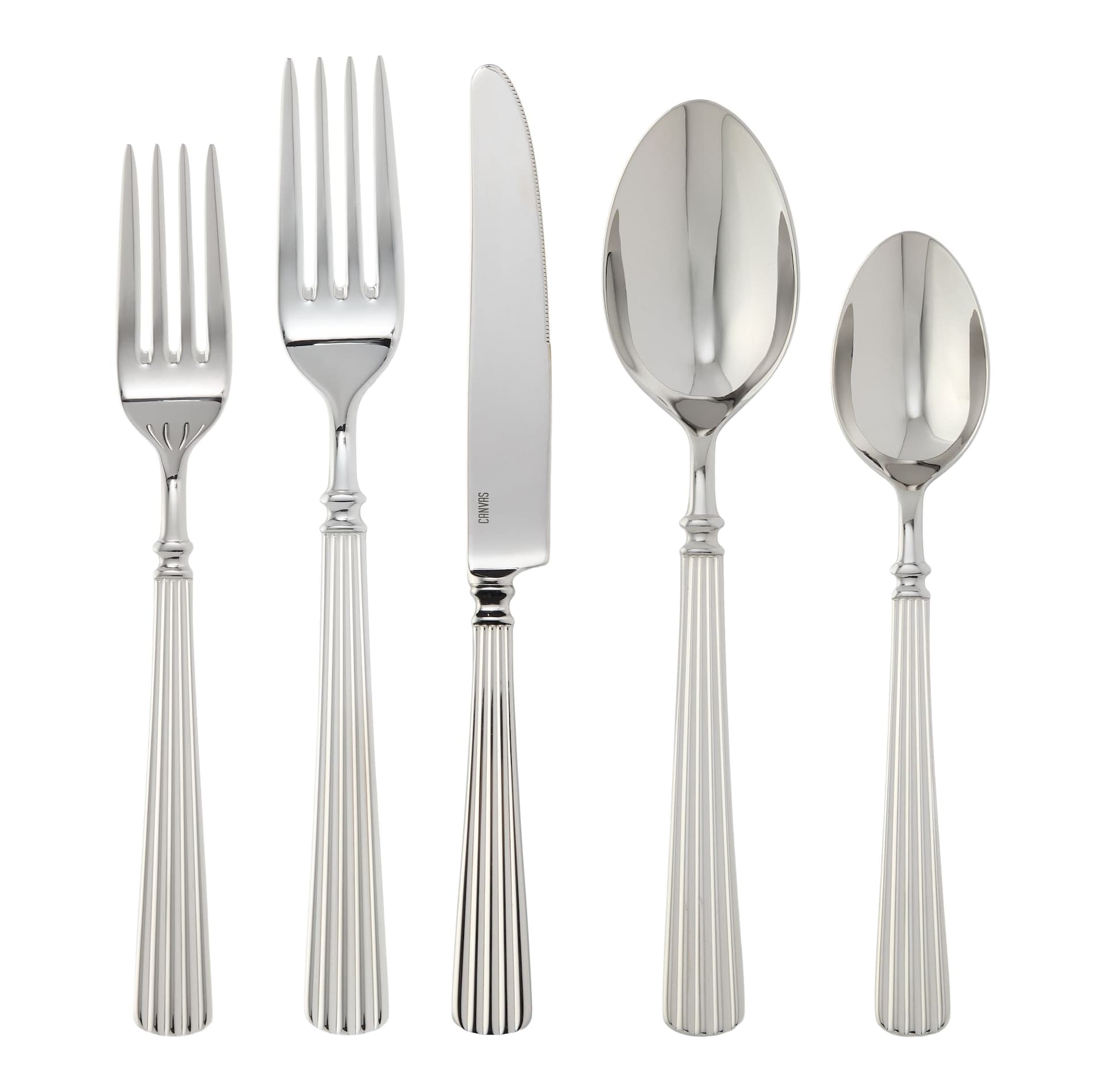 CANVAS Lensworth Vintage Rib Flatware Set, Stainless Steel, Serves 4, 20-pc
