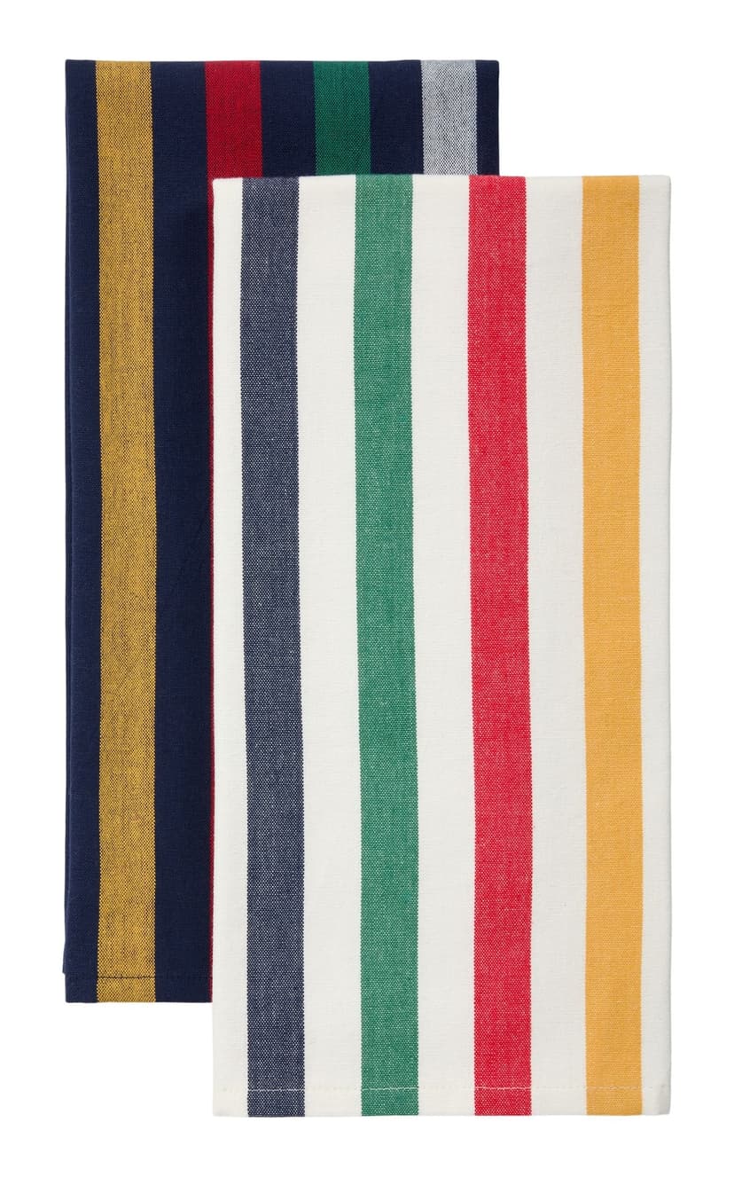 Hudson's Bay Stripes Signature Tea Towel, White/Navy, 2-pk