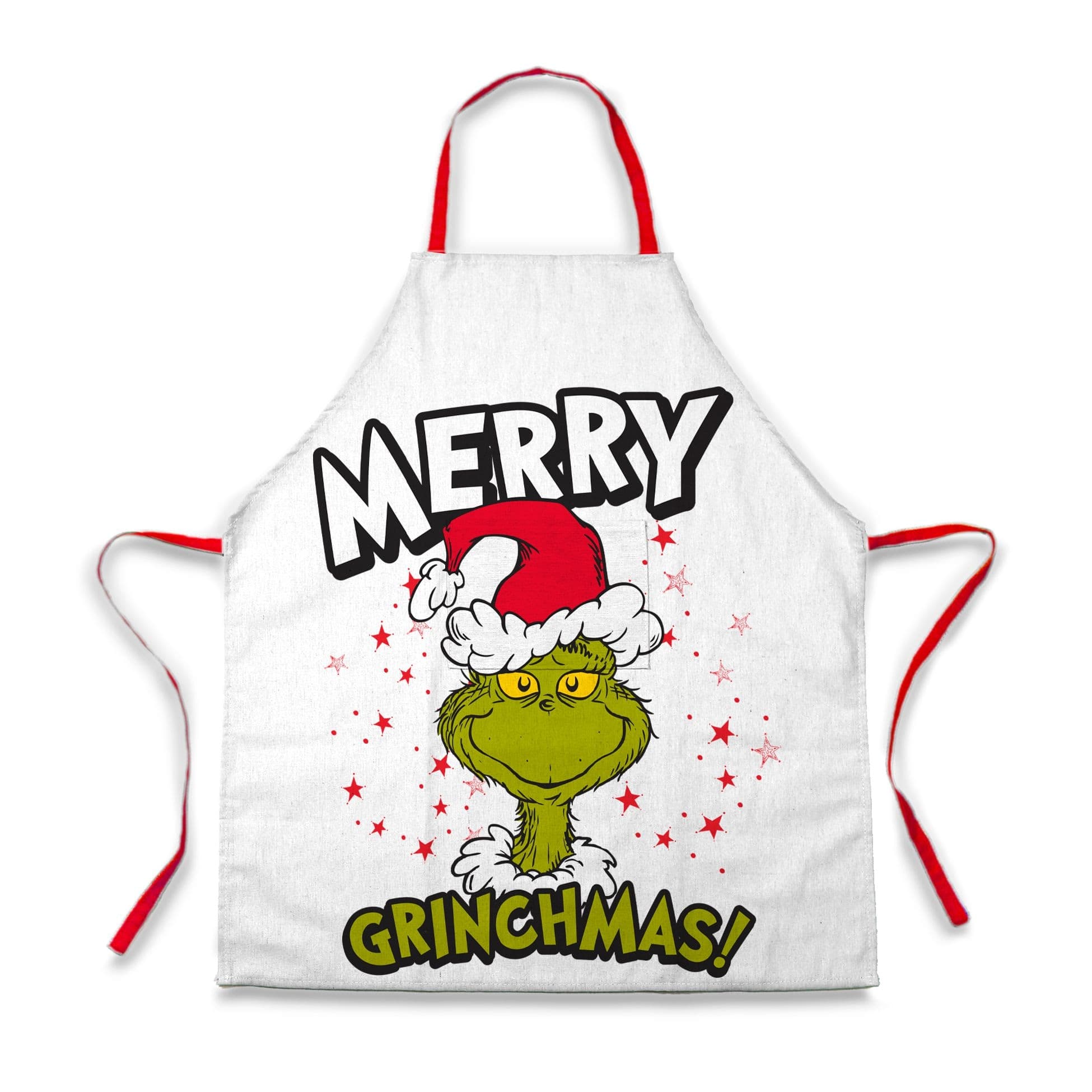 Dr. Seuss "Merry Grinchmas" Grinch Apron, Adult-Sized, White/Red