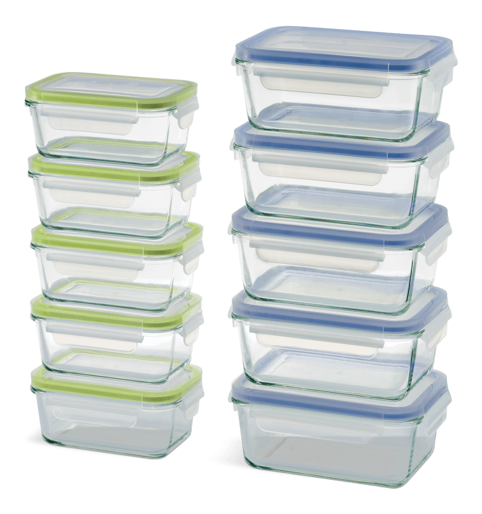 Vida by PADERNO Glass Clip Lid Food Storage Container Set with Leakproof Lids, 10-pk, with Lids