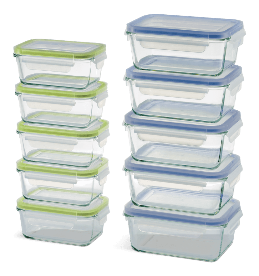 Vida by PADERNO Glass Clip Lid Food Storage Container Set with Leakproof Lids, 10-pk, with Lids