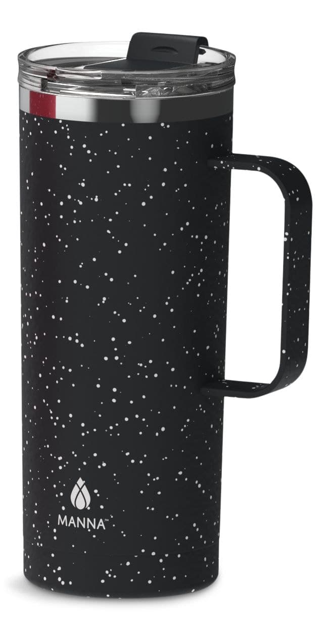 Manna Tahoe Insulated Stainless Steel Mug with Leakproof Lid, Speckled Black, 591-mL