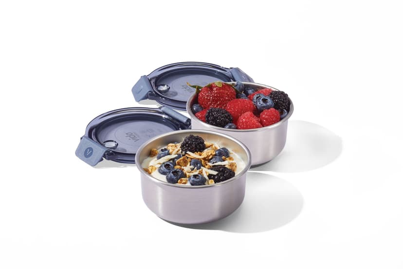 Vida by PADERNO Leakproof Stainless Steel Food Storage Snack Pots with Lids, 2 Count