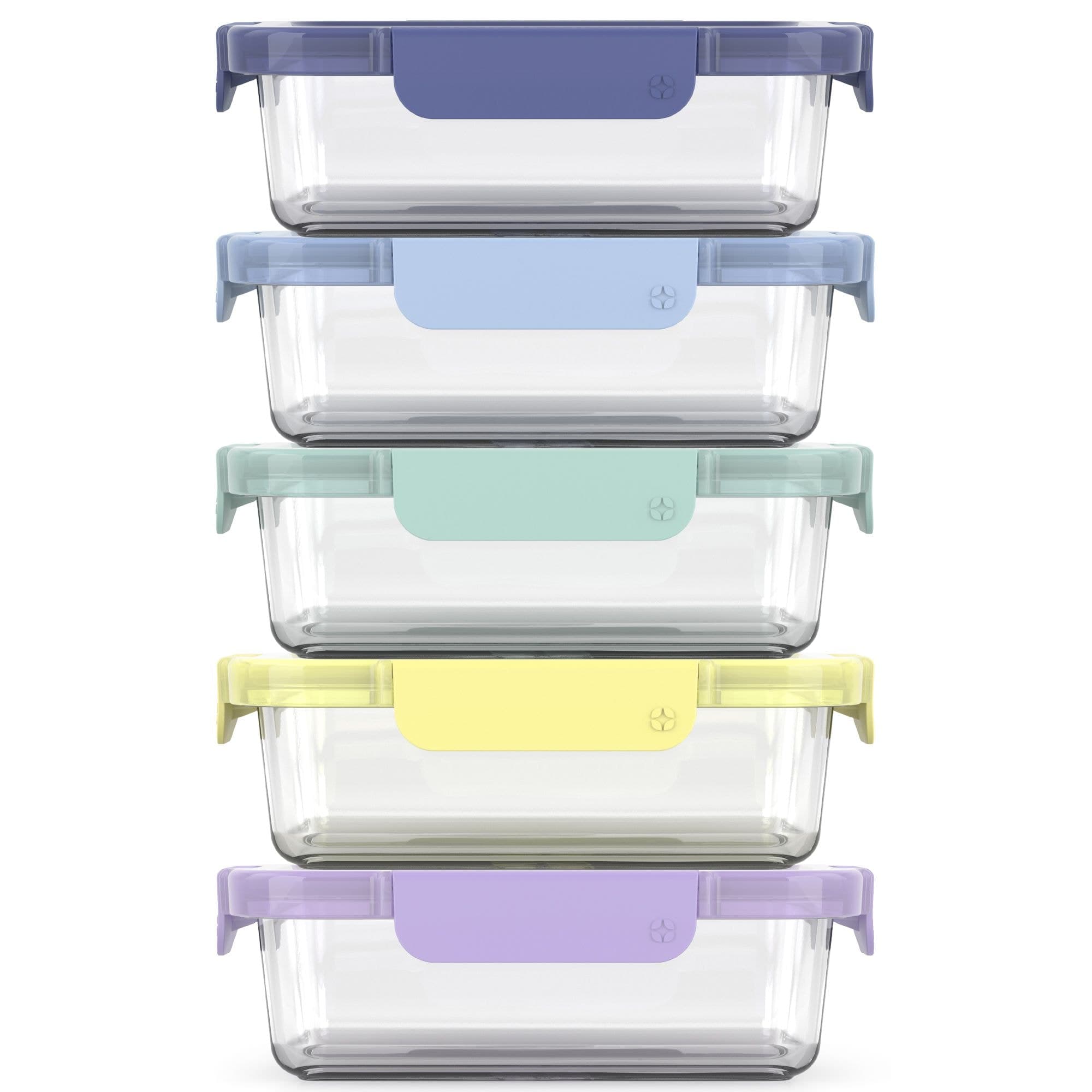 ello Colour Lock Glass Meal Prep Food Storage Container Set with Leakproof Lids, 10-pc