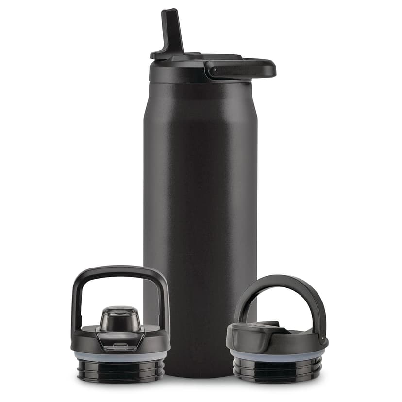 Zulu Core Vacuum Insulated Stainless Steel Bottle, 32-oz, Black, with Multi Lid