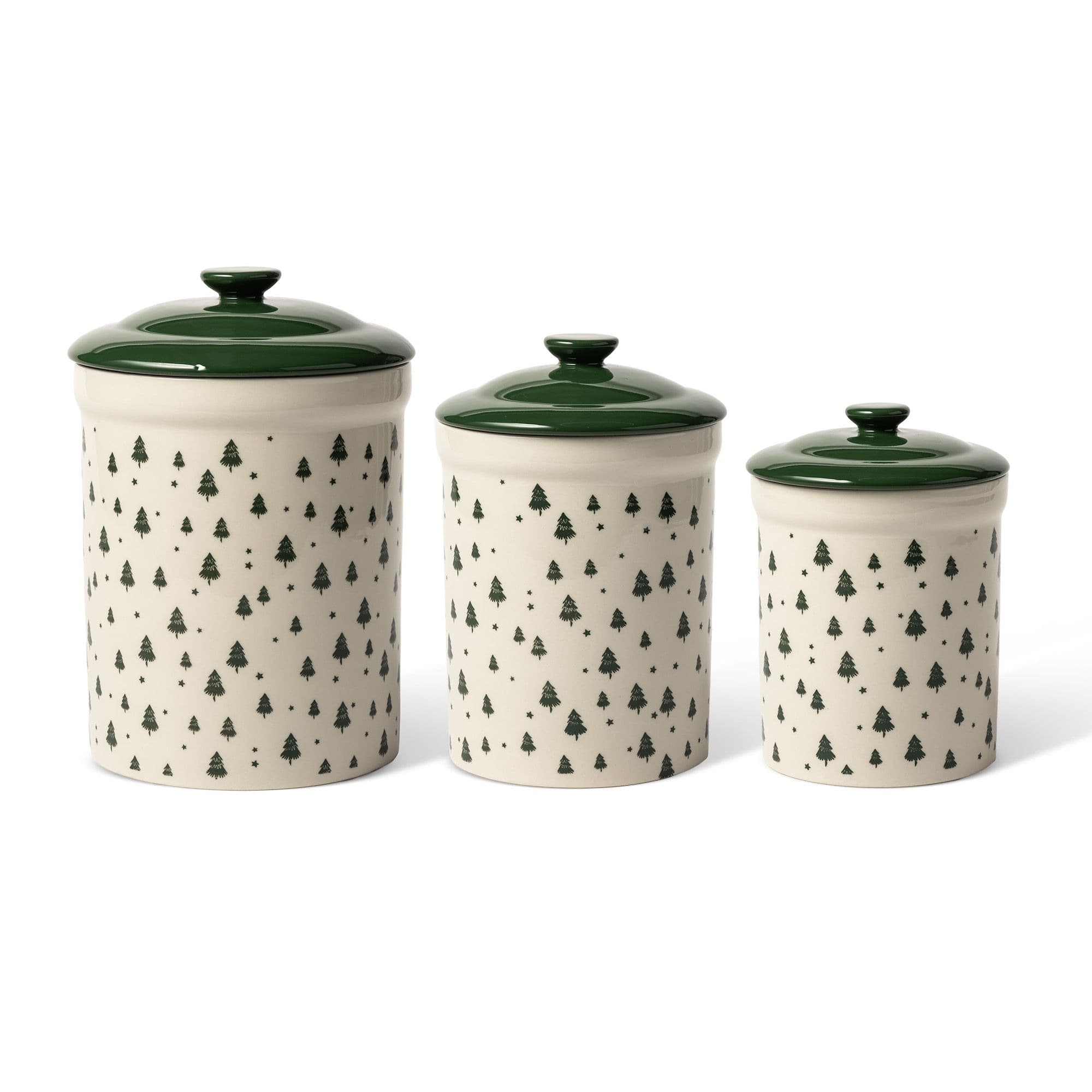 Core Home Decorative Ceramic Green Trees Cookie Jars, 3 Count