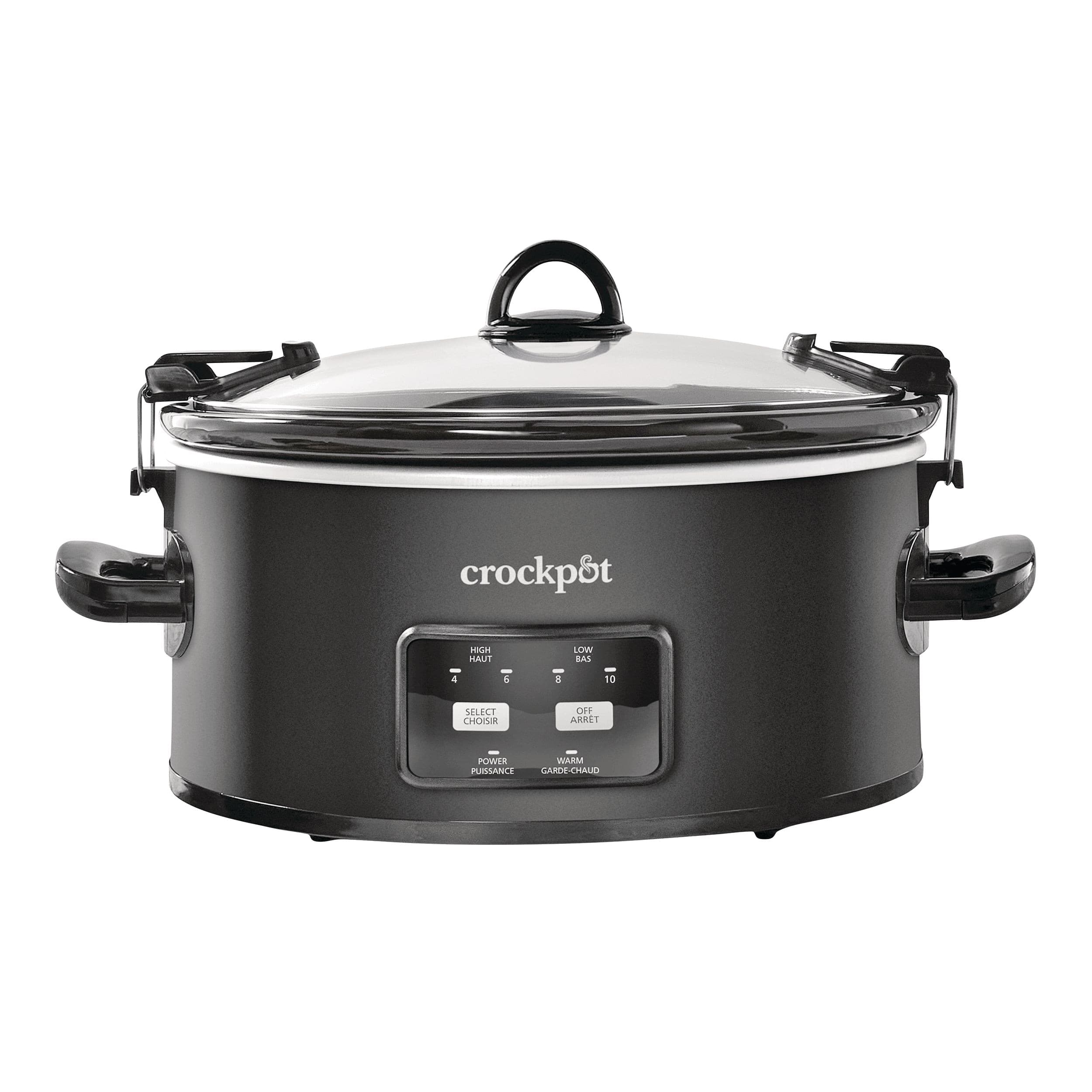 Crock-Pot Digital Programmable Cook & Carry Slow Cooker with Locking Lid, Feeds 7 People & More, Matte Black, 6-qt
