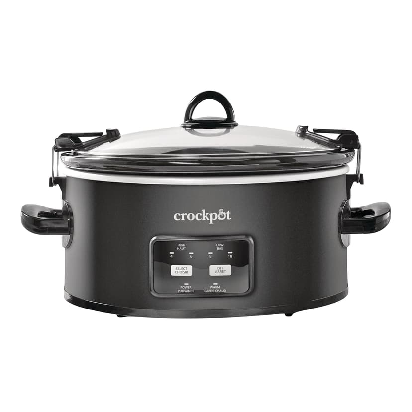 Crock-Pot Digital Programmable Cook & Carry Slow Cooker with Locking Lid, Feeds 7 People & More, Matte Black, 6-qt