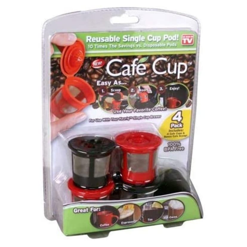 Cafe Cup Reusable Coffee Filters For Single Brew Coffee Makers, Dishwasher Safe, 4-pk