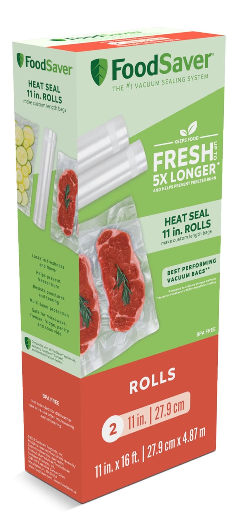 FoodSaver Heat-Seal Vacuum Sealer Roll, 11-in x 16-ft, 2-pk
