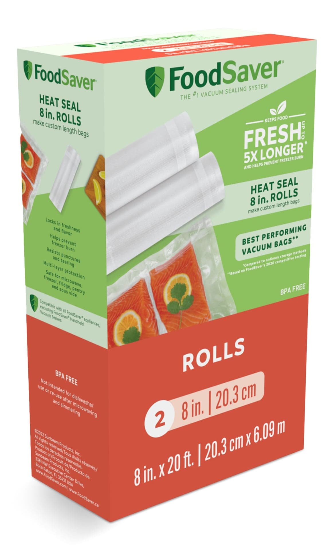 FoodSaver Heat-Seal Vacuum Sealer Roll, 8-in x 20-ft, 2-pk