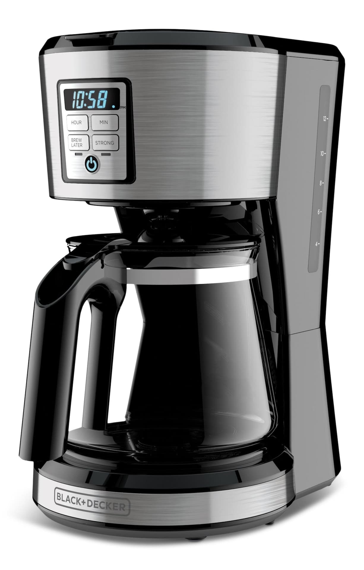 Black & Decker Programmable Coffee Maker w/ Glass Carafe, Stainless Steel, 12 Cups