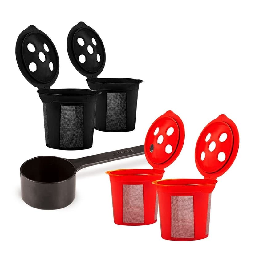 Home Spirit Multistream Single Serve Refillable/Reusable Coffee Pods, 5 Hole Design, for Keurig Smart Model Coffee Makers, 4-pk