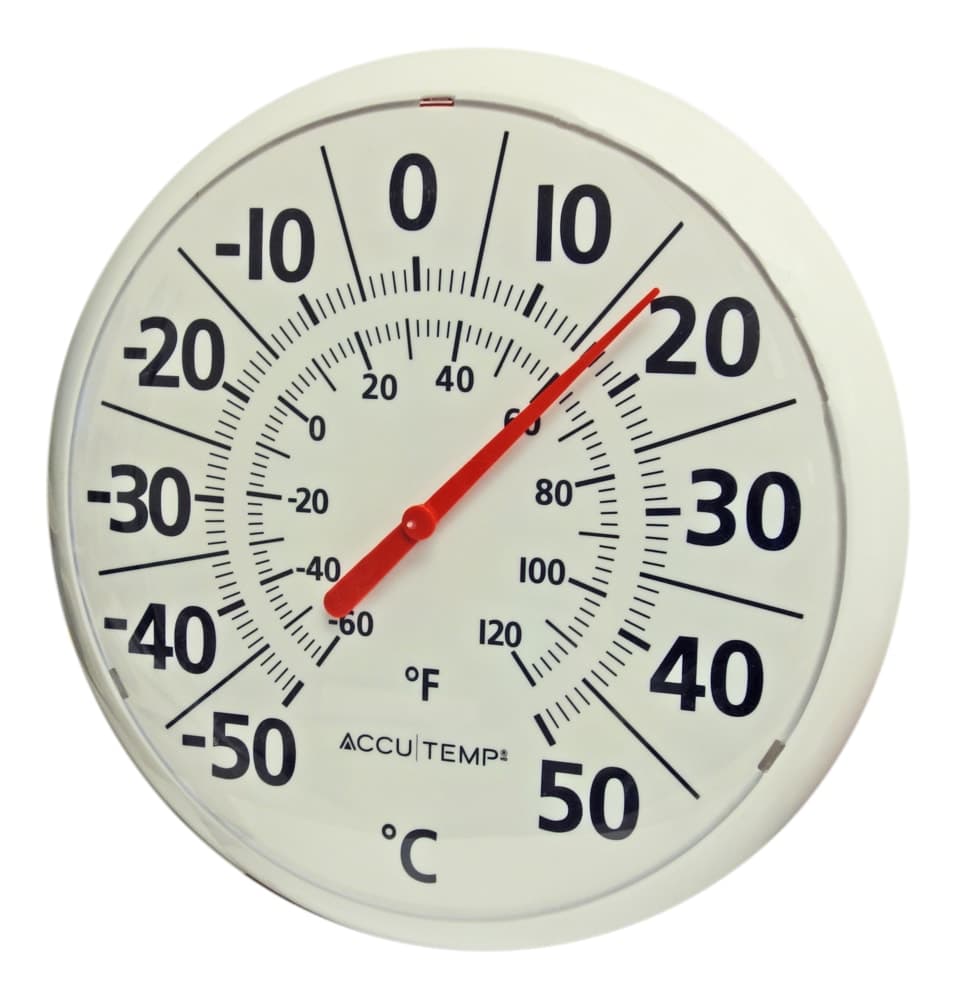 Accu-Temp Round Outdoor Analog Thermometer, White, 13-in