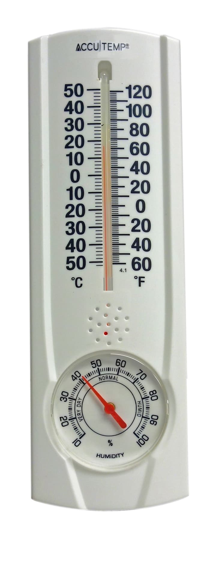 Accutemp Indoor/Outdoor Thermometer with Humidity Meter, White, 9-in