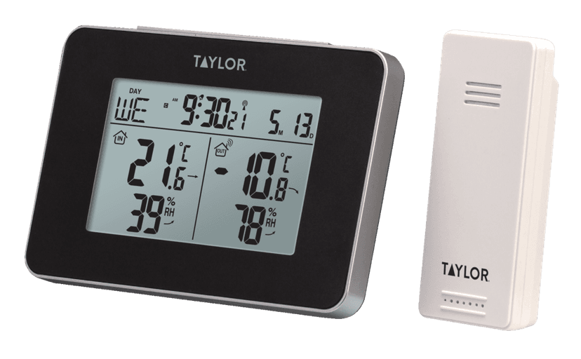 Taylor Indoor Outdoor Thermometer, Wireless Weather Station, Digital, LCD, Remote Sensor