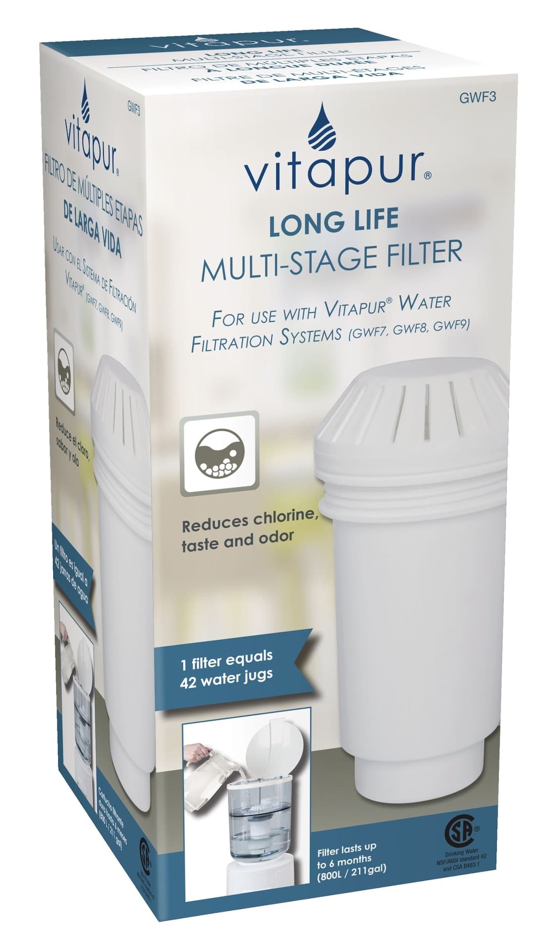 Vitapur Long Life Multi-Stage Replacement Filter For Vitapur Water Filtration Systems GWF7, GWF8, GWF9