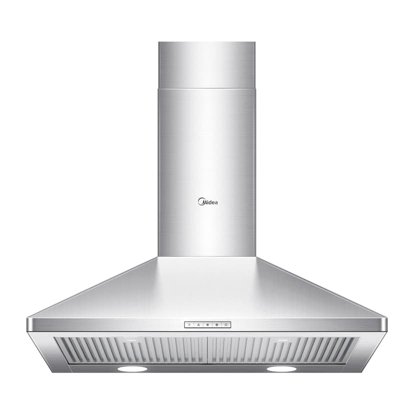 Midea Pyramid 450CFM Push Button Wall Mount Kitchen Exhaust Fan Range Hood, Stainless Steel, 30-in