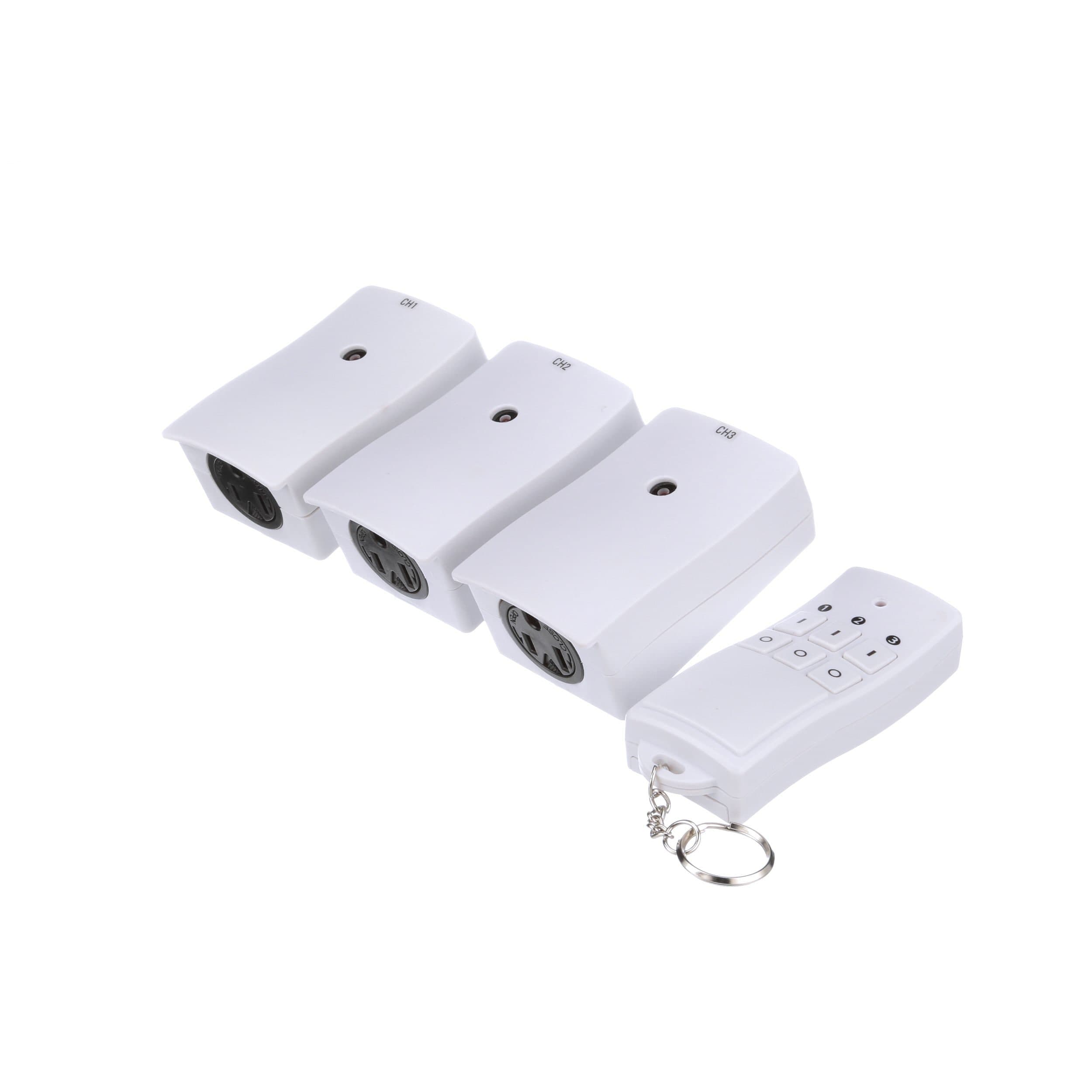 NOMA Indoor Wireless Remote Control with 3-Outlet Receivers, Battery Included, White