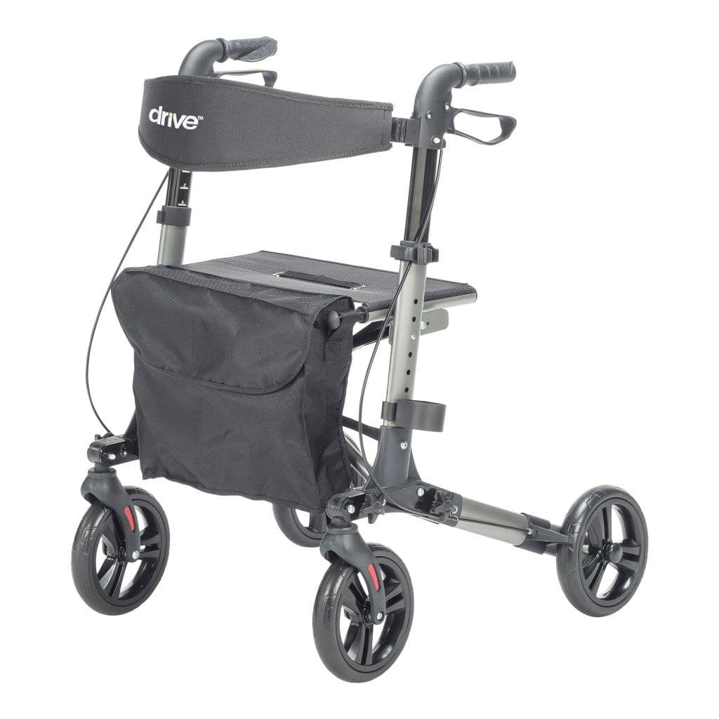 Drive Ultra Lightweight Adjustable & Collapsible Rollator with 8-in Wheels, Storage Bag & Cane Holder