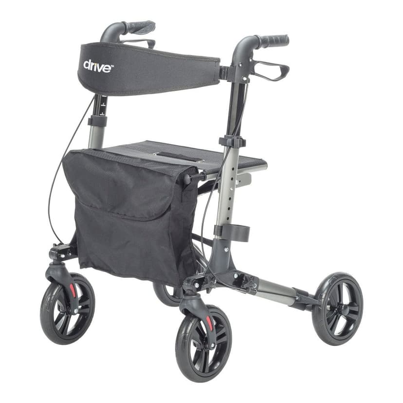 Drive Ultra Lightweight Adjustable & Collapsible Rollator with 8-in Wheels, Storage Bag & Cane Holder