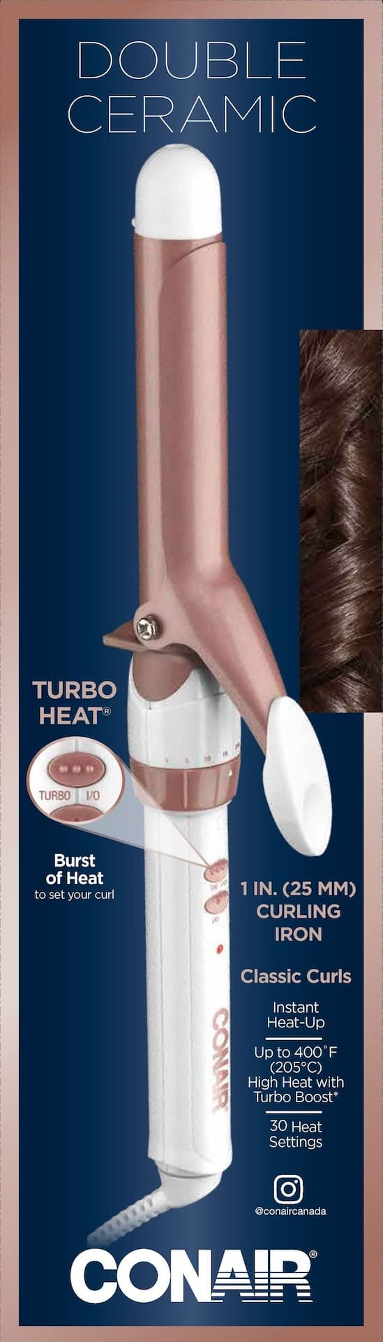 Conair Double Ceramic High Heat Curling Iron, 1-in