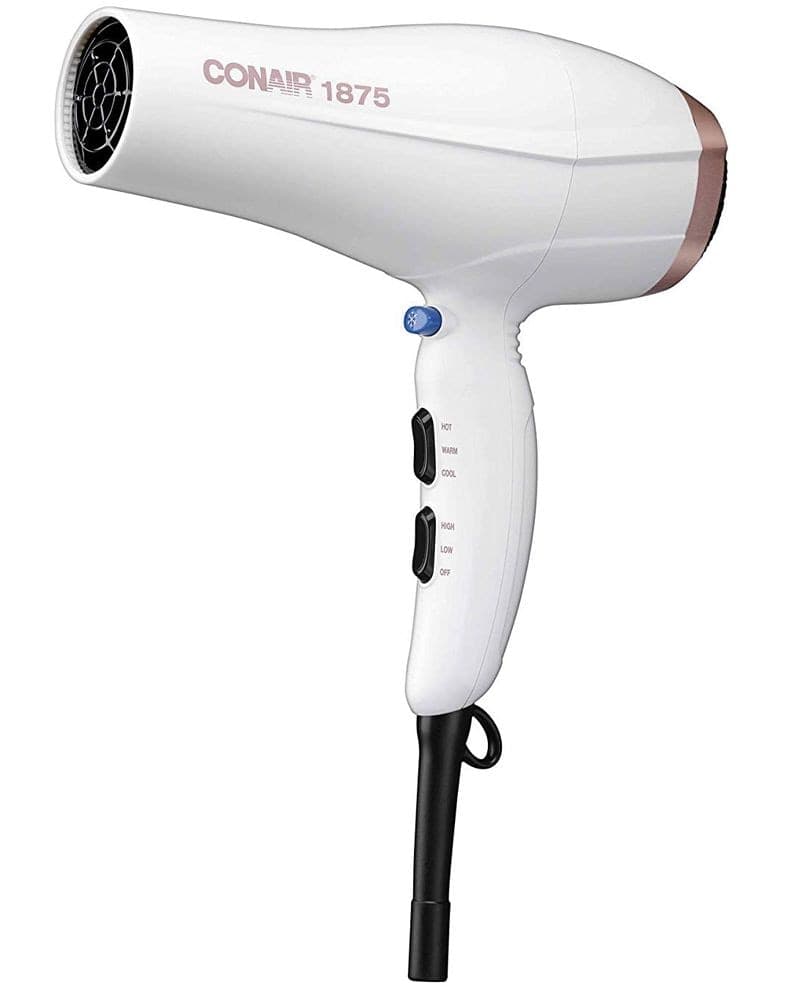 Conair 1875W 2-Speed Double Ceramic Ionic Hair Dryer with Concentrator, White