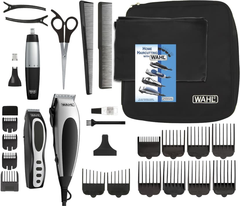 Wahl Home Barber Haircutting Kit with Clippers, Ear/Nose/Brow Trimmer & Scissors, 30-pc