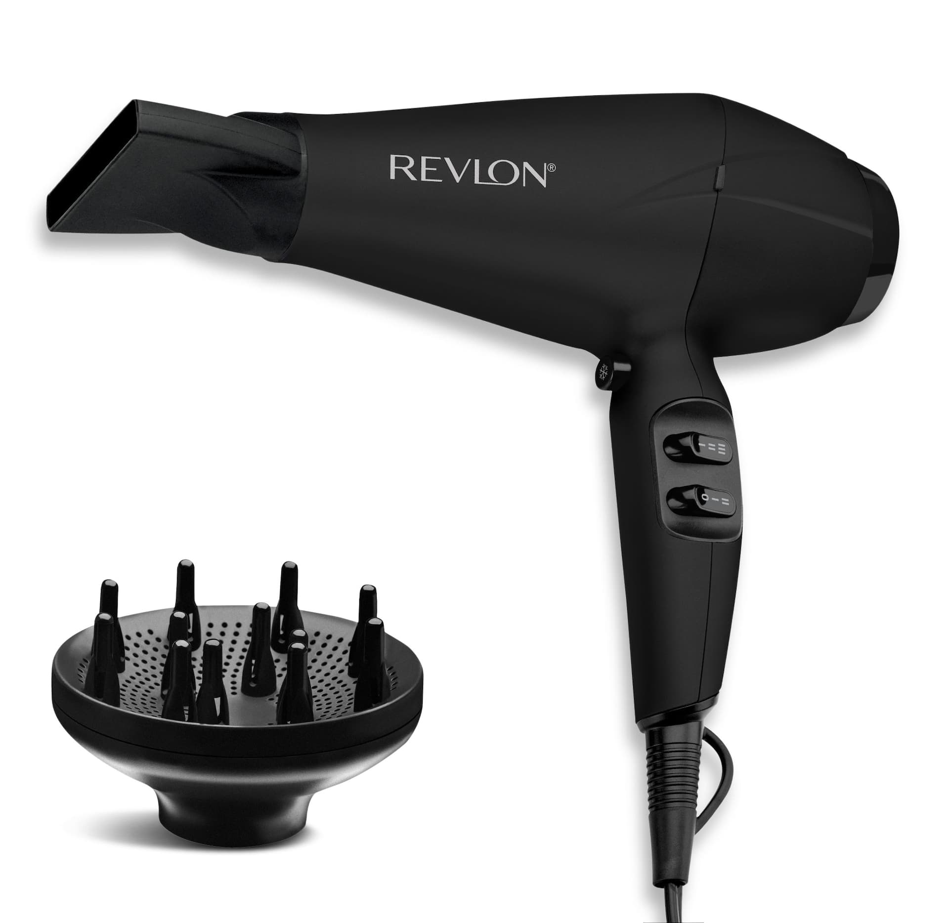 Revlon Quick Dry 2-Speed Ceramic Ionic Hair Dryer with Diffuser & Concentrator, Black