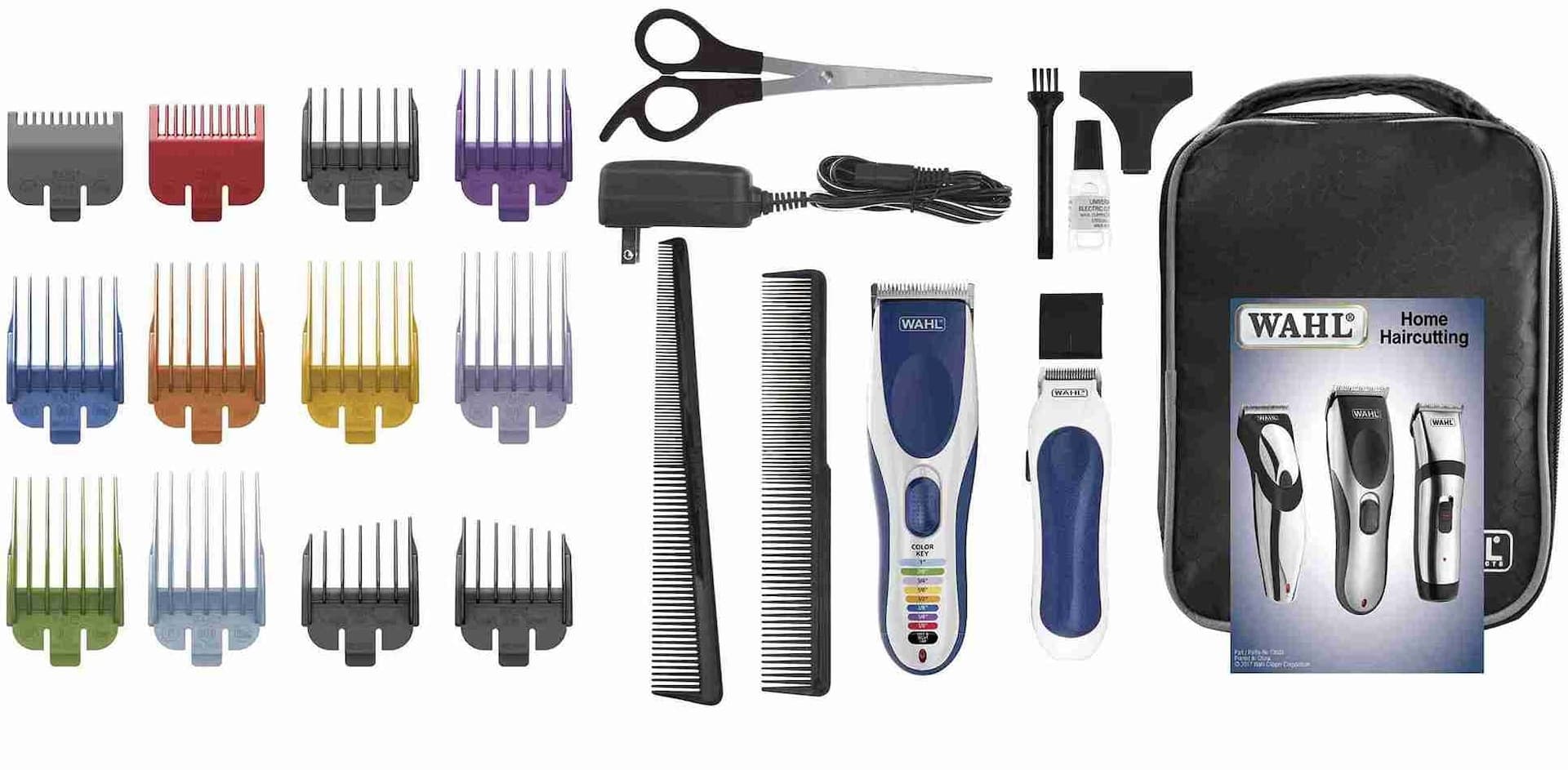 Wahl Colour Pro Haircutting Kit with Cordless Trimmer/Clipper, Guide Combs & Scissors, 24-pc
