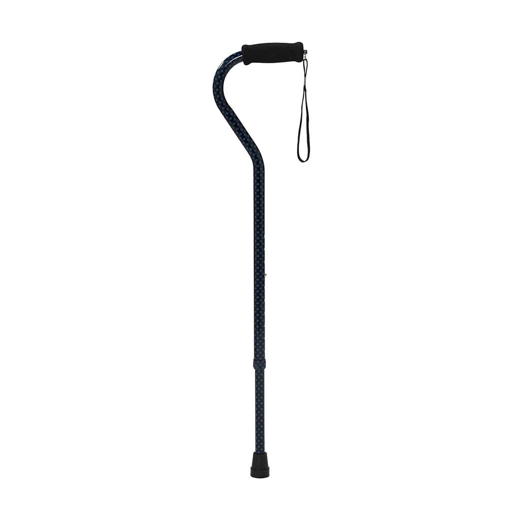 Drive Medical Adjustable Offset Handle Aluminum Cane, Navy Argyle