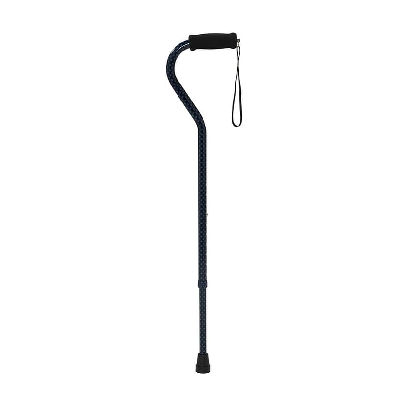 Drive Medical Adjustable Offset Handle Aluminum Cane, Navy Argyle