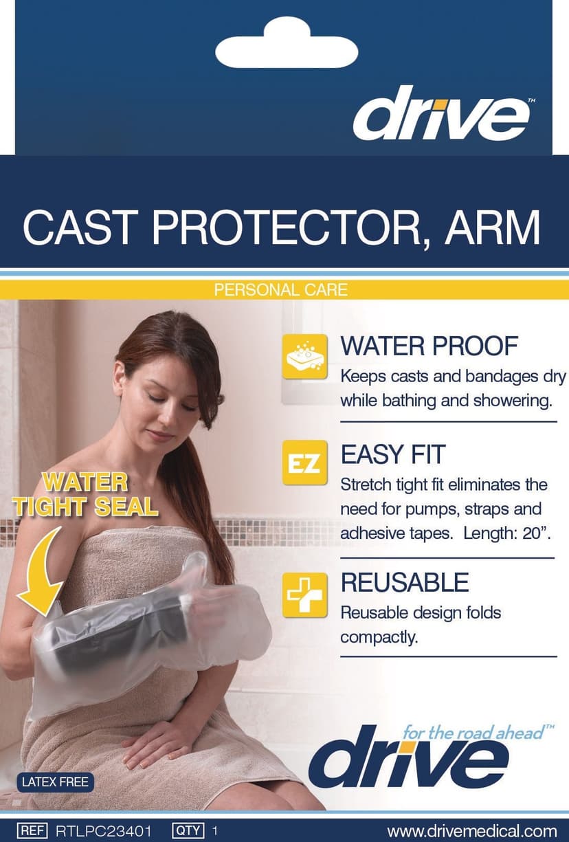 Drive Medical Waterproof Arm Cast Protector for Shower, Clear