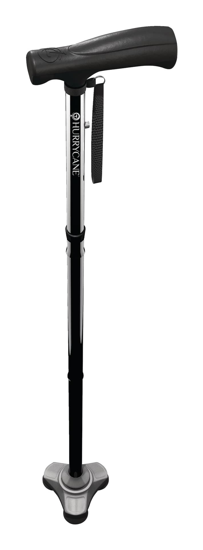 Drive Medical HurryCane Freedom Edition Folding Aluminum T-Handle Cane, Height Adjustable, Black
