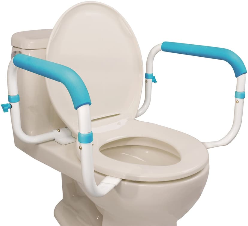 AquaSense Toilet Safety Rails Frame with Height Adjustable Padded Armrests/Grab Bars, White